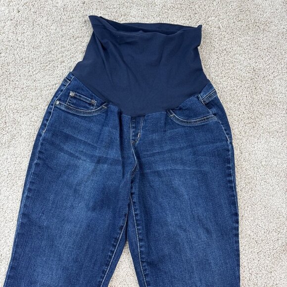 Indigo Blue Super Stretch Maturnity Jeans L Blue Denim Boot Cut - Picture 3 of 15